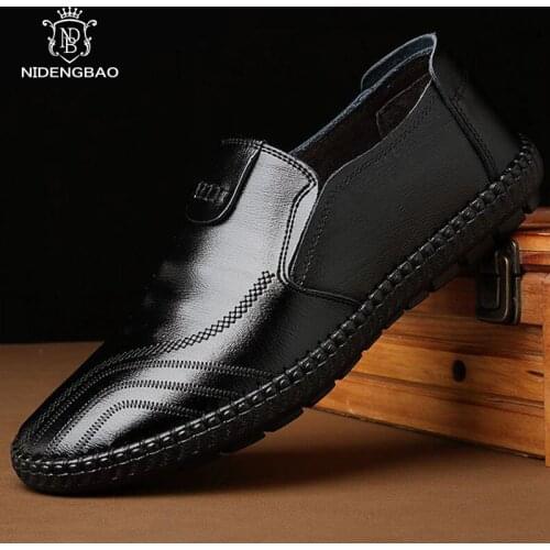 Business Leather Men Shoes Casual Comfortable Slip on Loafers Male Breathable Soft Driving Shoes Man Lightweight mocassin homme