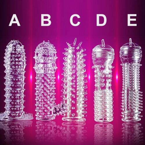 Male penis extension setReusable delay condom vibrator cover crystal delay ejaculation penis ring cock ring male adult sex toy