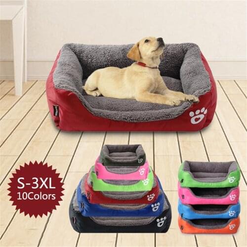 Soft Paw Pattren Dog Baskets Mat Autumn Winter Waterproof Kennel Pet Cat Dog Bed MultiColor Warm Cozy Dog House S-3XL Large