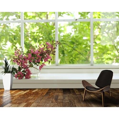 Papel de parede A bunch of pink flowers on the window 3d wallpaper mural,living room children bedroom wall papers home decor