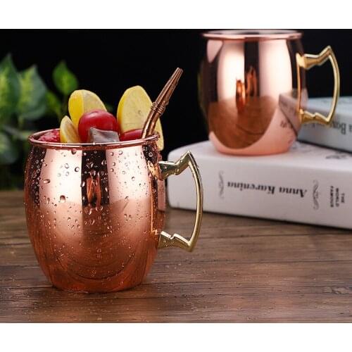 Stainless steel 304 copper plated drum beer mug mug Moscow donkey mule cup rose gold cocktail glass coffee cup