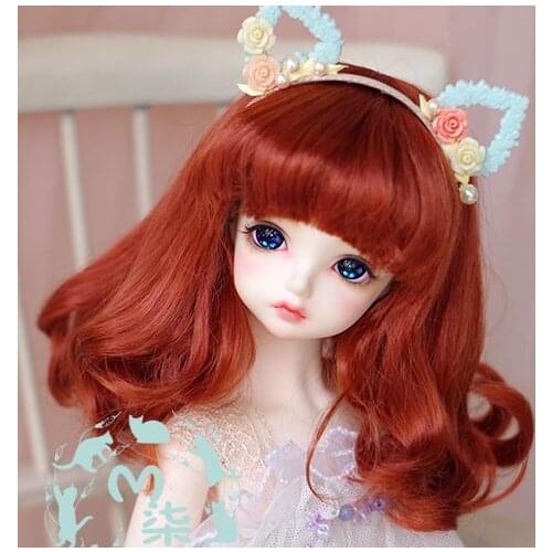 New 1/3 8-9inch 1/4 7-8inch 1/6 6-7inch Imitation mohair Radish red Pear flower roll BJD SD MSD YOSD Doll Wig