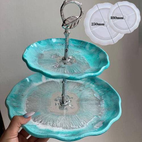 DIY Fruit Cake Stand Silicone Mold Three-layer Tea Plate Epoxy Resin Clay Mold Cup pad Mould For Resin Craft Making Home Decor