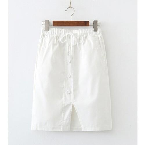 Plus Size Womens Stretchable Midi Skirt Casual Elastic Waist Solid Elegant White Black Spring Summer Skirts