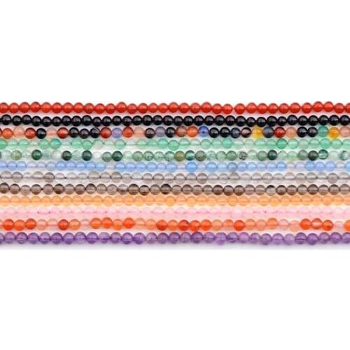 Loose Smalll Bead nature Round Stone Beads Smooth 2 mm For DIY Bracelet Jewelry Making Beadworks Crystal Quartz Agates etc