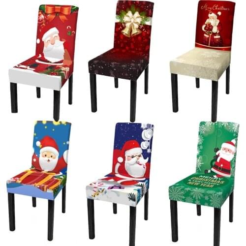 Christmas stretch printing dining chair slide cover modern removable anti-dirty kitchen seat cover stretch banquet chair cover