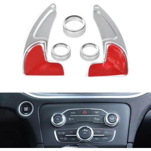 For Dodge Charger 2015 Up Car Steering Wheel Shift Paddle Trim Air Conditioner Volume Switch Knob Ring Styling New Molding