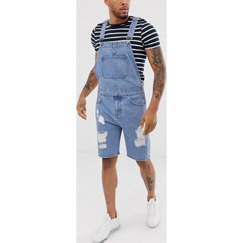 Ripped Jeans Jumpsuit Men Summer Denim Jumpsuits Playsuits Rompers Destroyed Hole Broken Casual Male Overalls Outfit Clothes