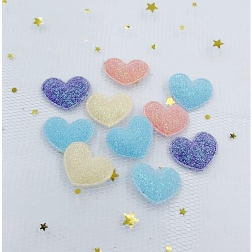Heart Pattern Padded Patches DIY Craft Supplie Scrapbooking Appliqued Kids Headwear Accessories Sequined Decor 18mm 20pcs K29