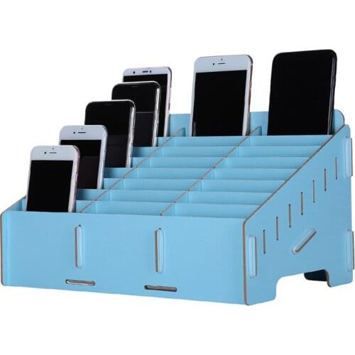 Mobile Phone Management Storage Box Phone Holder Wooden Box for iPhone Samsung Electronic Components Container