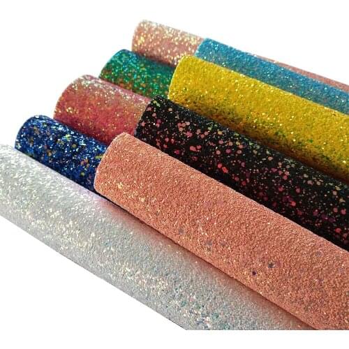 Synthetic leather Chunky Glitter Faux Leather Material Sheet Canvas Backing Glitter Fabric Sheet 8''X12'' 11pcs