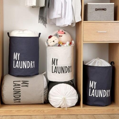 Folding Laundry Basket Round Storage Bin Bag Large Hamper Collapsible Clothes Basket Toys Bucket Organizer Sundries Storage Bags