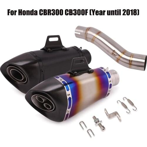 Exhaust Connecting Pipe Escape Link Tube Middle Mid Pipe Muffler End Tips Baffle For Honda CBR300 CB300F Slip On Motorcycle