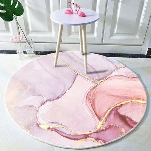 Nordic Modern Round Carpets For Living Room Fashion Pink Rugs Home Art Marbling Door Mat Bedroom Decor Carpet Area Rug Table Mat