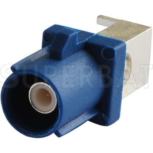 Superbat 10pcs Fakra C Blue Connector Plug End Launch PCB Mount Right Angle for GPS Telematics or Navigation