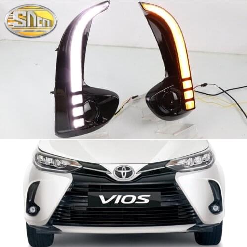 SNCN LED Daytime Running Light For Toyota Vios Yaris 2020 2021 Car Accessories Waterproof ABS 12V DRL Fog Lamp Decoration