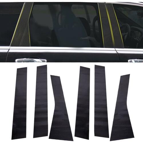 Carbon Fiber Grain Plastic Window Pillar Post Sticker Trim fit for Jeep Cherokee 2014 2015 2016 2017 2018 2019 2020