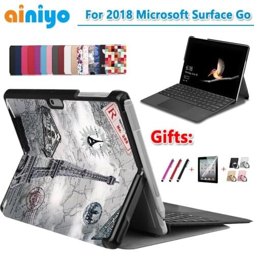 High quality Case For Microsft Surface Go 10 inch Folding Stand PU Leather protective case cover for Surface Go 2 Go2 + film