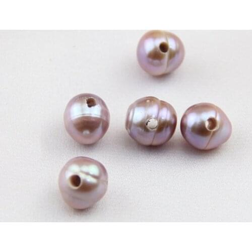 DIY Loose Pearl Jewelry,2mm Large Hole Lavender Purple Freshwater Pearl Loose Beads,10mm Potato Near Round Big Hole Pearls