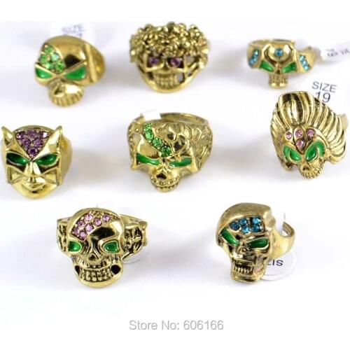 18x Mix Style Skull Rings Punk Gothic Biker Metal Alloy Ring Fashion Jewelry
