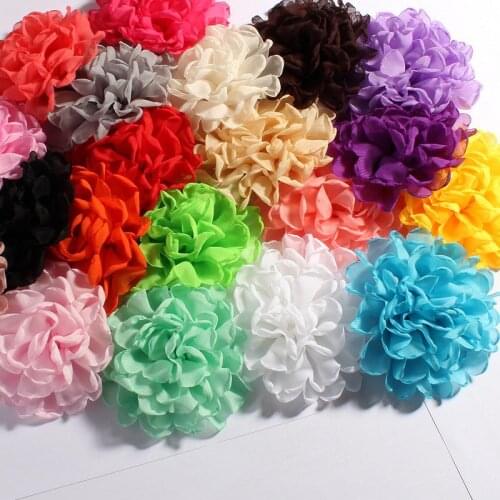 200pcs/lot 4'' 20Color Artificial Soft Tulle Multilayer Burned Eage Petal Fabric Flowers For Wedding Dress Decoration