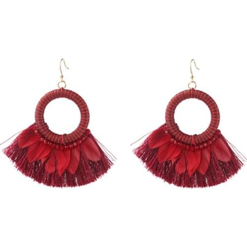 2018 Fashion Bohemian Ethnic Fringed Tassel Earrings for Women Golden Round Circle Ring Dangle Hanging Drop Earrings Jewelry