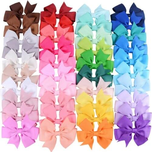 40 in total childrens hair accessories V-shaped bow Hairpin Girls hair bows Boutique Headware Grosgrain Ribbon Bows Clips