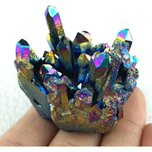 50/70g Natural Crystal Stone Rainbow Titanium Cluster Quartz Cluster Points Wand Specimen Healing Mineral Stone