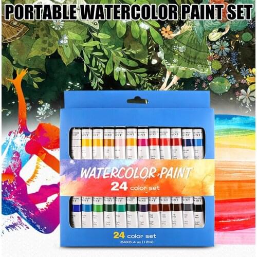 24 Colors Watercolor Paints Kit Painting Art Supplies for Kids Arts and Crafts Activity for Boys Girls NK-Shopping