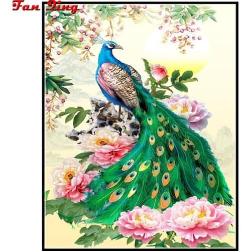 Full Drill Diamond Painting Beautiful Peafowls Peony 5d Diamond Embroidery Sale Diamond Picture Of Rhinestones Home Decor Gift