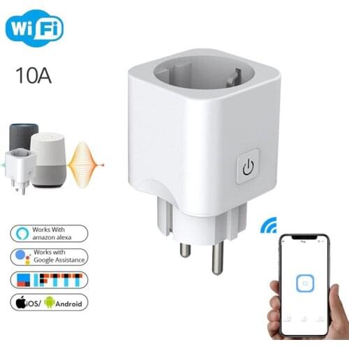 New Voice Intelligent Control Smart Plug WIFI Socket 10A Power Monitor EU US Plug Control Smart Timing Socket Wireless Outlet
