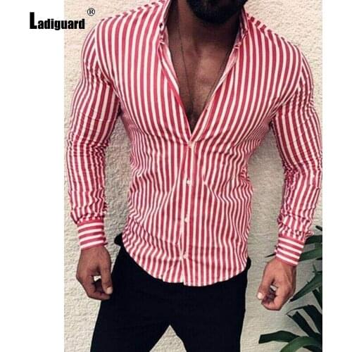 Plus Size 5xl Men Elegant Fashion Stripes Shirt 2021 Single Breasted Top Long Sleeve Autumn Casual Blouse Sexy Mens Thin Clothes