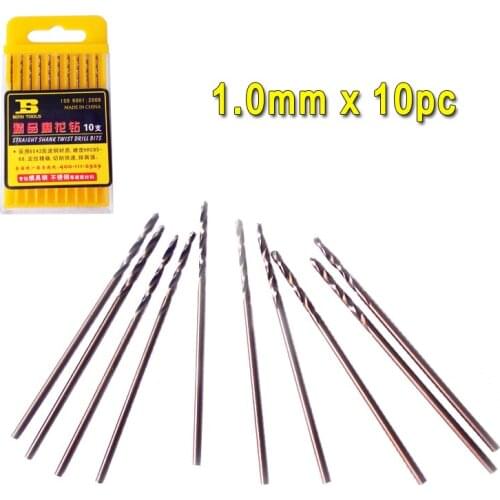 BOSI 10PC 1.0mm HSS straight shank twist drill bits HRC65-68