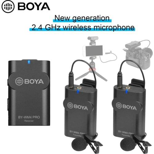 BOYA WM4 PRO 2.4G Dual-Channel Digital Wireless Microphone for Smartphone DSLR Camera Camcorder PC Tiktok Youtube Vlog Recording