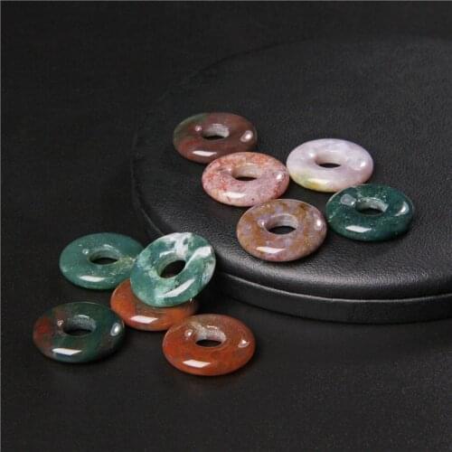 Factory Price 18MM Natural Oblate Gem Beads Indian Agat Large Hole Coin Beads For Pendant Jewelry Findings Earrings Necklace DIY