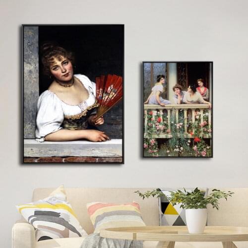 Home Decor Canvas Print Art Wall Pictures for Living Room Canvas Printing Paintings Italian Eugene de Blaas Portrait of a Woman