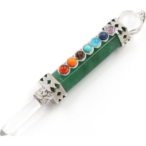 FYSL Silver Plated Layer Geometric Shape Many Color Quartz Stone Pendant Healing Chakra Spiritual Jewelry