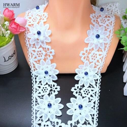 HWARM 10yard 6.3cm 3D Skirt Sewing Trim Accessories Lace For Craft Fabric With Beads DIY Wedding Decoration Embroidery Curtain