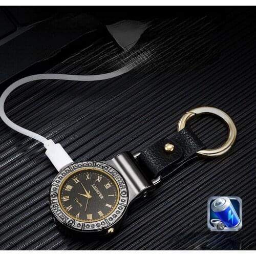 Pocket Watch Car Keychain Lighter Multi-function Rechargeable USB Cigarette Lighter with Light Briquets Et Accessoires Fumeurs