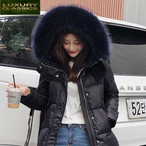 Jacket Winter Womens Down Mid Long Down Coat Female Large Fur Thick Duck Down Warm Clothes Hooded Jacket 2021 Hiver 19910