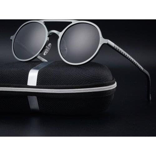 Mens Aluminum Magnesium Polarized Sunglasses Retro Round Frame Fashion Eyewear Driving Mirror Fishing Goggles Oculos De Sol