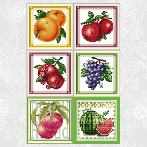 Water-drop fruits Counted Cross-stitch Kits DIY Handmade Needlework Printed On Canvas Chinses Cross Stitch Embroidery Sets