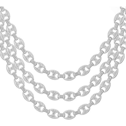 Pig Nose NecklaceHIP HOP Coffee Iced Out Chain Alloy Bean Pig Nose Rhinestone Necklace Chain Bling For Men Necklace Jewelry