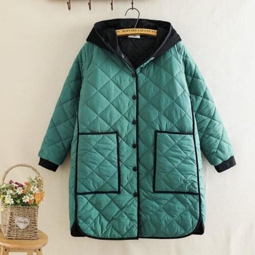 New Arrival Winter Fashion Women Loose Hooded Long Parka All-matched Casual Single Breasted Cotton Padded Jacket Big Size M488
