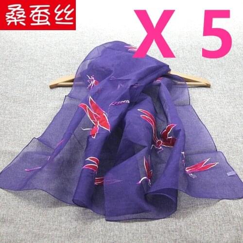 Wholesale 5pcs,#0511,100% silk ORGANZA scarf handkerchief,color:PURPLE-BLUE,size:52*170cm