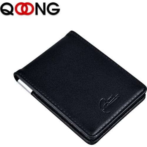 QOONG 2019 Men Women Wallet Business Card Holder Genuine Leather Coin Pocket Bus Card Organizer Purse Bag Drop Shipping KB001