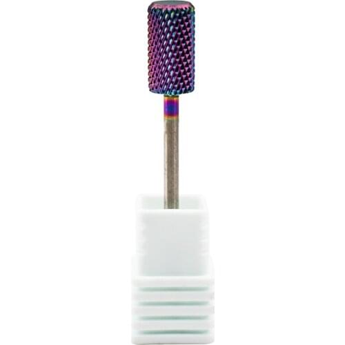 Rainbow Nail Drill Bits Head Cylinder Shinny Alloy Nail Art Drill Bit Tungsten Steel Rotary Milling Cutter Bits Manicure Tool