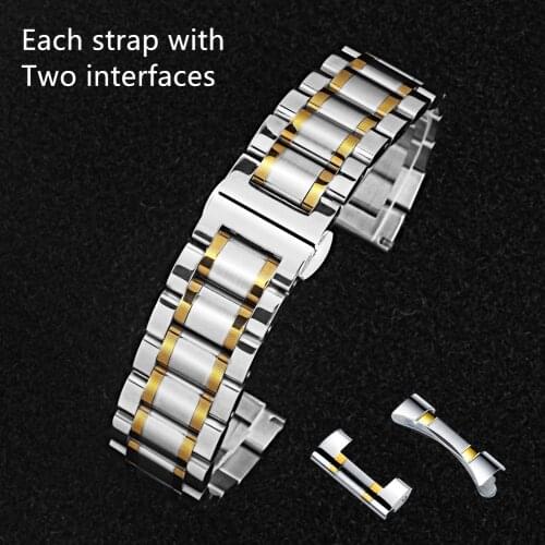 18mm 20mm 22mm 24mm Solid Stainless Steel Link Bracelet Wrist Watch Band Men Watches Bands Strap watch Replacement curved ends
