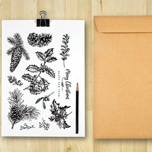 Christmas Pine Cones Silicone Clear Seal Stamp DIY Scrapbooking Embossing Photo Album Decorative