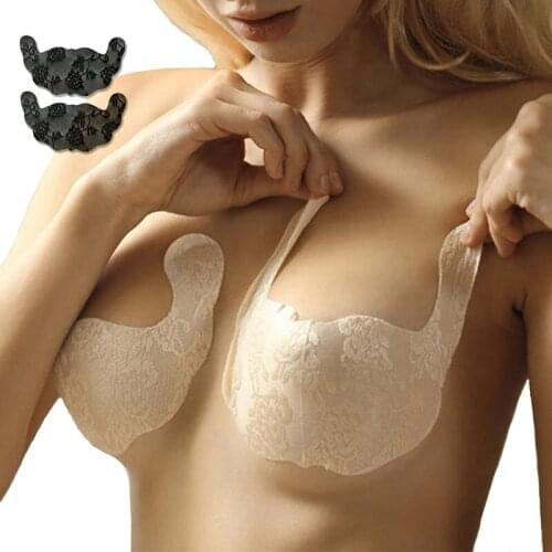 Sexy Bras For Women Adhesive Push Up Bra Pads Strapless Invisible Breast Lift Up Bra Lace U Shape Tape Bralette Silicone Sticky
